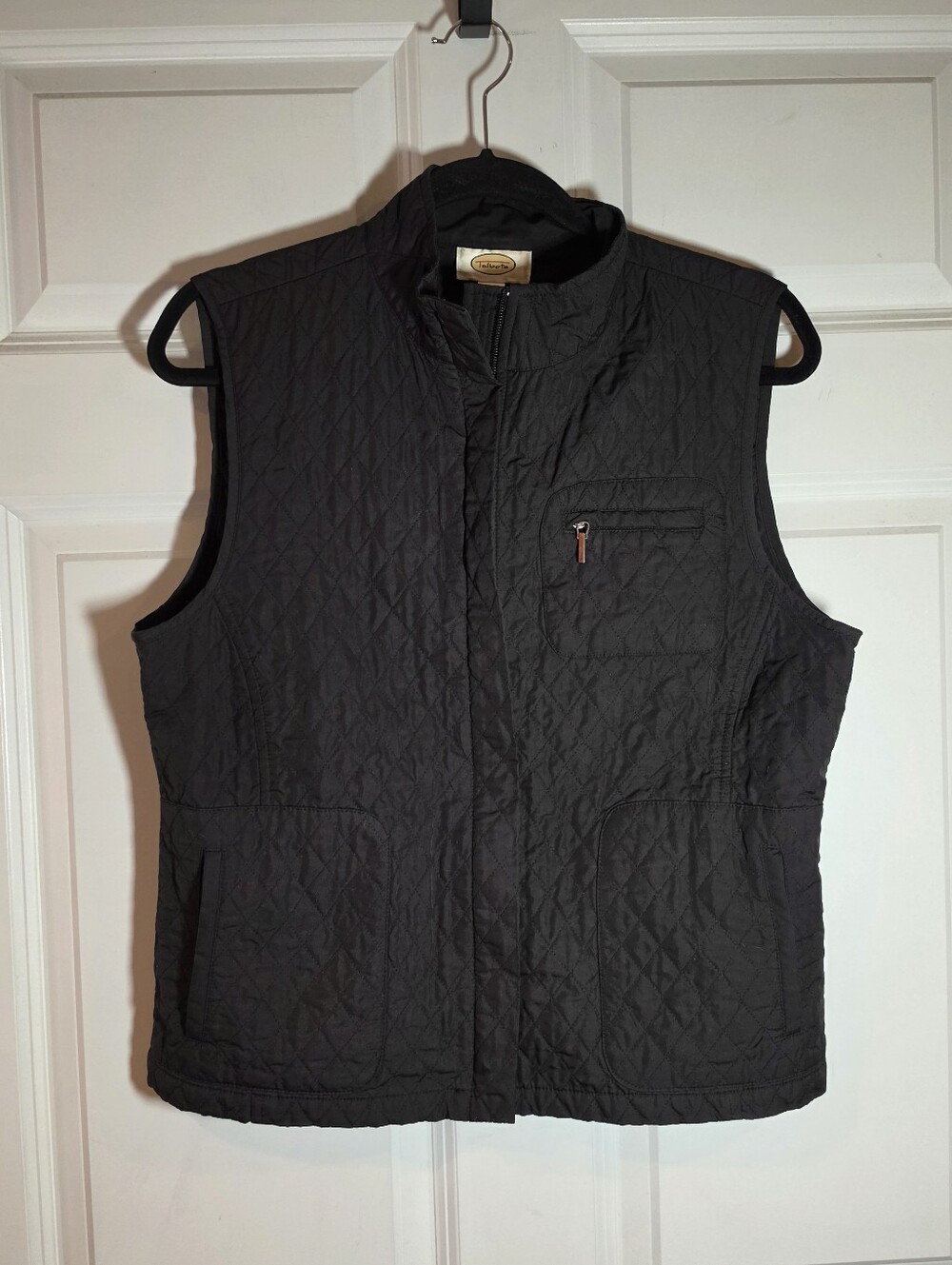 Talbots Lightweight Quilted Sleeveless Jacket Vest - Black Zip Up M